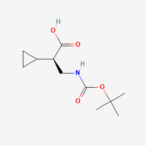 molecular formula C11H19NO4 B14027981 (R)-3-((tert-Butoxycarbonyl)amino)-2-cyclopropylpropanoic acid 