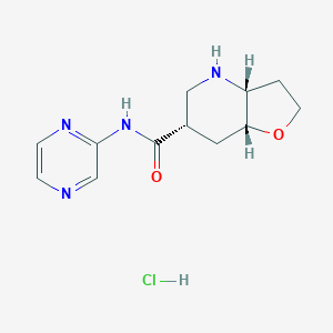 molecular formula C12H17ClN4O2 B14027996 (3AR,6S,7AR)-N-(Pyrazin-2-YL)octahydrofuro[3,2-B]pyridine-6-carboxamide hydrochloride 