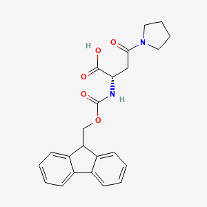 molecular formula C23H24N2O5 B14028097 (S)-2-((((9H-Fluoren-9-yl)methoxy)carbonyl)amino)-4-oxo-4-(pyrrolidin-1-yl)butanoic acid 