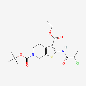 molecular formula C18H25ClN2O5S B1402831 6-tert-Butyl 3-ethyl 2-[(2-chloropropanoyl)amino]-4,7-dihydrothieno[2,3-c]pyridine-3,6(5H)-dicarboxylate CAS No. 1365962-57-7