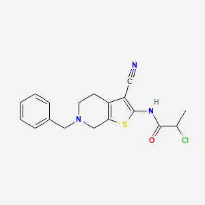 molecular formula C18H18ClN3OS B1402838 N-(6-Benzyl-3-cyano-4,5,6,7-tetrahydrothieno-[2,3-c]pyridin-2-yl)-2-chloropropanamide CAS No. 1365964-20-0