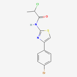 molecular formula C12H10BrClN2OS B1402844 N-[4-(4-Bromophenyl)-1,3-thiazol-2-yl]-2-chloropropanamide CAS No. 1365964-04-0