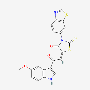 molecular formula C21H13N3O3S3 B1402854 3-Benzothiazol-6-yl-5-[2-(5-methoxy-1H-indol-3-yl)-2-oxo-ethylidene]-2-thioxo-thiazolidin-4-one CAS No. 1380572-48-4