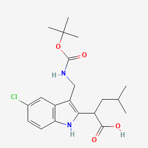 molecular formula C20H27ClN2O4 B1402855 2-[3-(tert-Butoxycarbonyl-amino-methyl)-5-chloro-1H-indol-2-yl]-4-methyl-pentanoic acid CAS No. 1380571-63-0