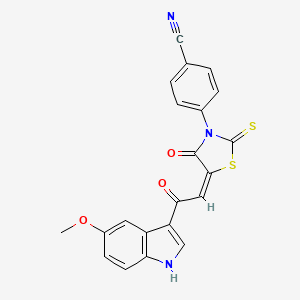 molecular formula C21H13N3O3S2 B1402866 4-{5-[2-(5-Methoxy-1H-indol-3-yl)-2-oxo-ethylidene]-4-oxo-2-thioxo-thiazolidin-3-yl}-benzonitrile CAS No. 1380572-61-1