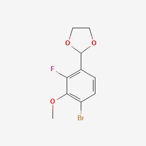 molecular formula C10H10BrFO3 B14028922 2-(4-Bromo-2-fluoro-3-methoxyphenyl)-1,3-dioxolane 