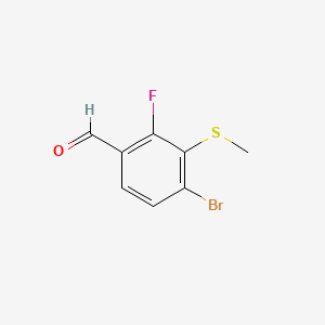 molecular formula C8H6BrFOS B14028955 4-Bromo-2-fluoro-3-(methylthio)benzaldehyde 