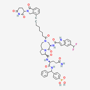 [4-[[[(2S)-5-amino-2-[[(5S,8S)-5-[[5-(difluoromethyl)-1H-indole-2-carbonyl]amino]-3-[8-[2-(2,6-dioxopiperidin-3-yl)-1-oxo-3H-isoindol-4-yl]oct-7-ynoyl]-6-oxo-1,2,4,5,8,9,10,10a-octahydropyrrolo[1,2-a][1,5]diazocine-8-carbonyl]amino]-5-oxopentanoyl]amino]-phenylmethyl]phenyl]phosphonic acid