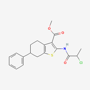 molecular formula C19H20ClNO3S B1402904 2-[(2-氯丙酰)氨基]-6-苯基-4,5,6,7-四氢-1-苯并噻吩-3-羧酸甲酯 CAS No. 1365963-08-1