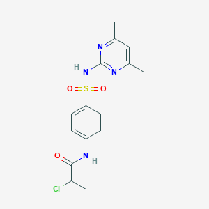 molecular formula C15H17ClN4O3S B1402905 2-Chloro-N-(4-{[(4,6-dimethylpyrimidin-2-yl)amino]sulfonyl}phenyl)propanamide CAS No. 1365964-22-2