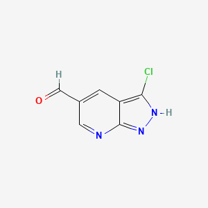 molecular formula C7H4ClN3O B1402928 3-氯-1H-吡唑并[3,4-b]吡啶-5-甲醛 CAS No. 1351613-88-1