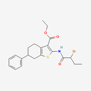 molecular formula C21H24BrNO3S B1402932 Ethyl 2-[(2-bromobutanoyl)amino]-6-phenyl-4,5,6,7-tetrahydro-1-benzothiophene-3-carboxylate CAS No. 1365962-48-6