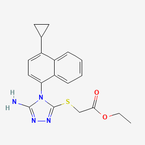 Ethyl 2-((5-amino-4-(4-cyclopropylnaphthalen-1-YL)-4H-1,2,4-triazol-3-YL)thio)acetate