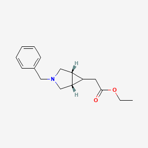 molecular formula C16H21NO2 B14029742 ethyl 2-((1R,5S,6s)-3-benzyl-3-azabicyclo[3.1.0]hexan-6-yl)acetate 