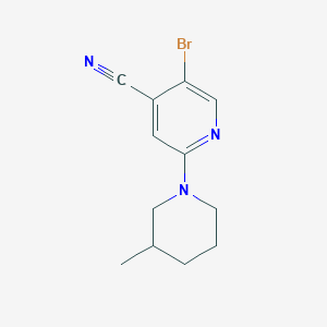 molecular formula C12H14BrN3 B1402985 5-溴-2-(3-甲基哌啶-1-基)异烟腈 CAS No. 1356109-47-1