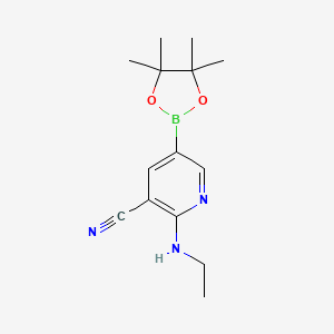 molecular formula C14H20BN3O2 B1402998 2-(Ethylamino)-5-(4,4,5,5-tetramethyl-1,3,2-dioxaborolan-2-yl)nicotinonitrile CAS No. 1346809-52-6