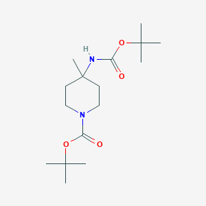 molecular formula C16H30N2O4 B1403059 叔丁基 4-((叔丁氧羰基)氨基)-4-甲基哌啶-1-羧酸酯 CAS No. 1187322-34-4