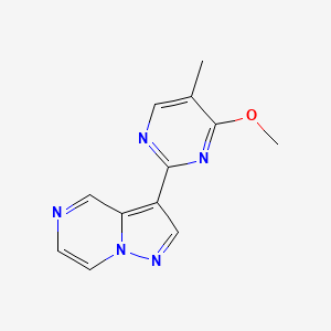 molecular formula C12H11N5O B1403077 3-(4-Methoxy-5-methylpyrimidin-2-yl)pyrazolo[1,5-a]pyrazine CAS No. 1330044-23-9
