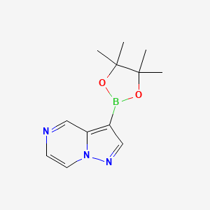 molecular formula C12H16BN3O2 B1403097 3-(4,4,5,5-四甲基-1,3,2-二氧杂硼环-2-基)吡唑并[1,5-a]哒嗪 CAS No. 1331768-81-0