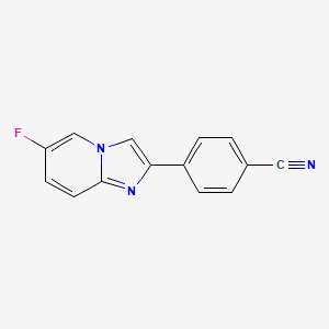 molecular formula C14H8FN3 B1403099 4-(6-氟代咪唑并[1,2-a]吡啶-2-基)苯甲腈 CAS No. 938461-38-2