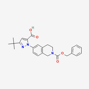 molecular formula C25H27N3O4 B1403106 1-(2-((苯甲氧基)羰基)-1,2,3,4-四氢异喹啉-6-基)-3-(叔丁基)-1H-吡唑-5-羧酸 CAS No. 1020173-41-4