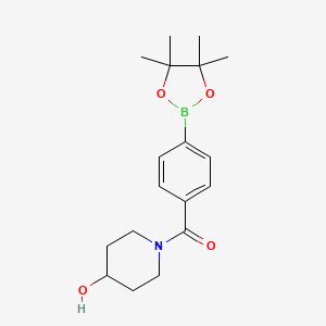 molecular formula C18H26BNO4 B1403195 (4-Hydroxypiperidin-1-YL)(4-(4,4,5,5-tetramethyl-1,3,2-dioxaborolan-2-YL)phenyl)methanone CAS No. 1100094-82-3