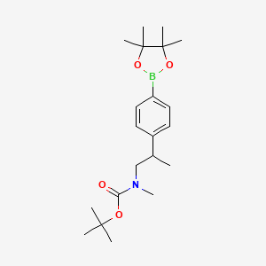 molecular formula C21H34BNO4 B1403211 tert-butyl N-methyl-N-[2-[4-(4,4,5,5-tetramethyl-1,3,2-dioxaborolan-2-yl)phenyl]propyl]carbamate CAS No. 1338544-41-4