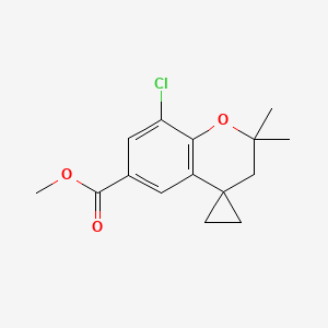 molecular formula C15H17ClO3 B1403223 Methyl 8-chloro-2,2-dimethylspiro[chroman-4,1'-cyclopropane]-6-carboxylate CAS No. 1350761-59-9