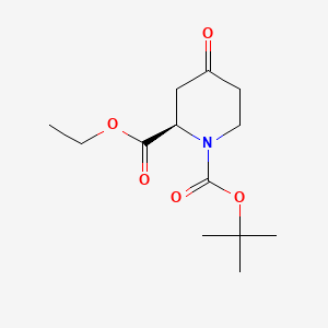 molecular formula C13H21NO5 B1403228 （R）-1-Boc-4-氧代哌啶-2-甲酸乙酯 CAS No. 357154-16-6
