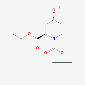 molecular formula C13H23NO5 B1403253 (2R,4R)-Ethyl 1-Boc-4-hydroxypiperidine-2-carboxylate CAS No. 1363378-14-6