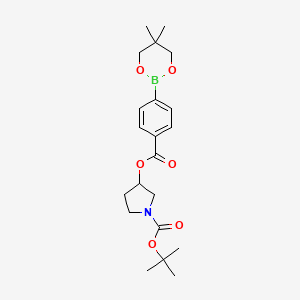 1-Pyrrolidinecarboxylic acid,3-(4-(5,5-dimethyl-1,3,2-dioxaborinan-2-yl)benzoyloxy)-,tert-butyl ester