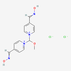 molecular formula C14H16Cl2N4O3 B14033060 N-[[1-[[4-(hydroxyiminomethyl)pyridin-1-ium-1-yl]-methoxymethyl]pyridin-1-ium-4-yl]methylidene]hydroxylamine;dichloride 