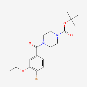 molecular formula C18H25BrN2O4 B1403320 1-Piperazinecarboxylic acid, 4-(4-bromo-3-ethoxybenzoyl)-, 1,1-dimethylethyl ester CAS No. 1352621-05-6