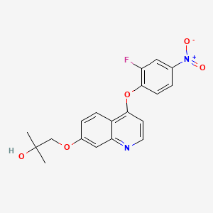molecular formula C19H17FN2O5 B1403331 1-((4-(2-Fluoro-4-nitrophenoxy)quinolin-7-yl)oxy)-2-methylpropan-2-ol CAS No. 1394820-99-5
