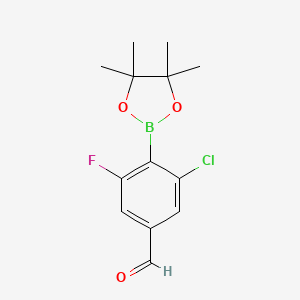 molecular formula C13H15BClFO3 B14033384 3-Chloro-5-fluoro-4-(4,4,5,5-tetramethyl-1,3,2-dioxaborolan-2-yl)benzaldehyde 