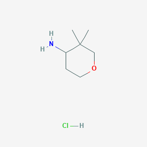 molecular formula C7H16ClNO B1403373 3,3-二甲基四氢-2H-吡喃-4-胺盐酸盐 CAS No. 1400580-54-2