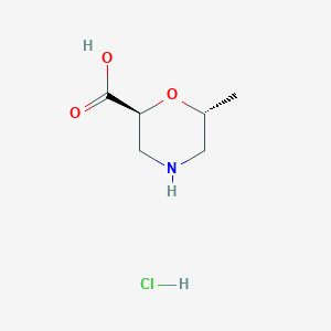 molecular formula C6H12ClNO3 B14033768 (2S,6R)-6-methylmorpholine-2-carboxylic acid HCl 