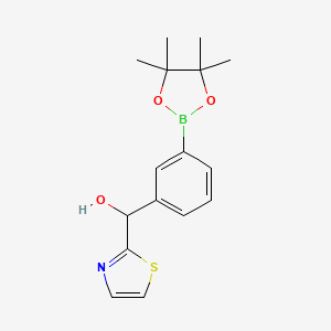 molecular formula C16H20BNO3S B1403389 [3-(4,4,5,5-四甲基-[1,3,2]二氧杂硼环-2-基)-苯基]-噻唑-2-基-甲醇 CAS No. 2096997-09-8