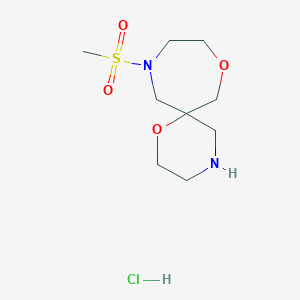 molecular formula C9H19ClN2O4S B14033952 11-(Methylsulfonyl)-1,8-dioxa-4,11-diazaspiro[5.6]dodecane hydrochloride 