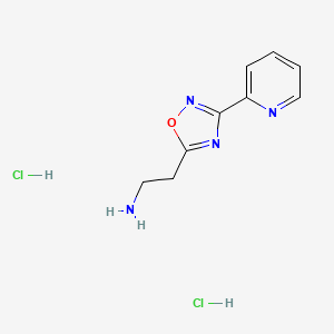 molecular formula C9H12Cl2N4O B1403410 2-(3-(吡啶-2-基)-1,2,4-恶二唑-5-基)乙胺二盐酸盐 CAS No. 1435804-55-9