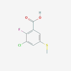 molecular formula C8H6ClFO2S B14034395 3-Chloro-2-fluoro-5-(methylthio)benzoic acid 