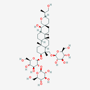 molecular formula C48H82O20 B14035276 (2S,3S,4R,5R,6S)-2-[[(1R,2S,2'S,4aR,4bR,6aS,7R,8S,10aR,10bR,12aR)-2-[(2R,3R,4S,5S,6R)-4,5-dihydroxy-6-(hydroxymethyl)-3-[(2S,3R,4S,5S,6R)-3,4,5-trihydroxy-6-(hydroxymethyl)oxan-2-yl]oxyoxan-2-yl]oxy-7-hydroxy-2'-[(2S)-1-hydroxypropan-2-yl]-1,4a,10a,10b-tetramethylspiro[3,4,4b,5,6,6a,7,9,10,11,12,12a-dodecahydro-2H-chrysene-8,5'-oxane]-1-yl]methoxy]-6-(hydroxymethyl)oxane-3,4,5-triol 