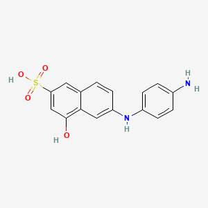 molecular formula C16H14N2O4S B14035290 6-((4-Aminophenyl)amino)-4-hydroxynaphthalene-2-sulfonic acid 