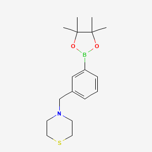 molecular formula C17H26BNO2S B14035399 4-(3-(4,4,5,5-Tetramethyl-1,3,2-dioxaborolan-2-yl)benzyl)thiomorpholine 