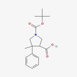 molecular formula C17H23NO4 B14035449 1-(Tert-butoxycarbonyl)-4-methyl-4-phenylpyrrolidine-3-carboxylic acid 