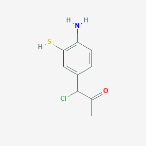 molecular formula C9H10ClNOS B14035488 1-(4-Amino-3-mercaptophenyl)-1-chloropropan-2-one 