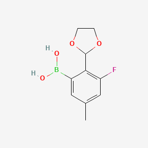 molecular formula C10H12BFO4 B14035663 (2-(1,3-Dioxolan-2-yl)-3-fluoro-5-methylphenyl)boronic acid 