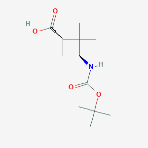 molecular formula C12H21NO4 B1403568 反式-3-(Boc-氨基)-2,2-二甲基环丁烷羧酸 CAS No. 1392803-26-7