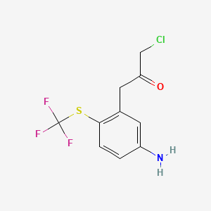 molecular formula C10H9ClF3NOS B14035702 1-(5-Amino-2-(trifluoromethylthio)phenyl)-3-chloropropan-2-one 