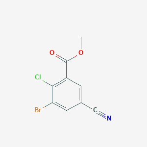 molecular formula C9H5BrClNO2 B14035789 Methyl 3-bromo-2-chloro-5-cyanobenzoate 